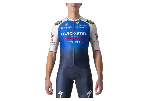 Maillot Manches Courtes Castelli Aero Race 6.1 Quick Step 2022 Bleu / Blanc