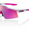 Paire De Lunettes 100% Speedcraft SL Tokyo Night Transparent / Violet Multilayer Mirror