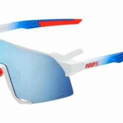Lunettes 100% S3 Total Energies Team Matte Blanc - Verres Miroir Multicouche Métallique Bleu Hiper Gris / Rouge