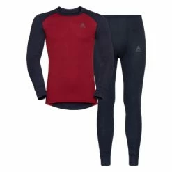 Ensemble Pull / Bas Odlo Active Warm Eco Set Rouge Bleu / Noir