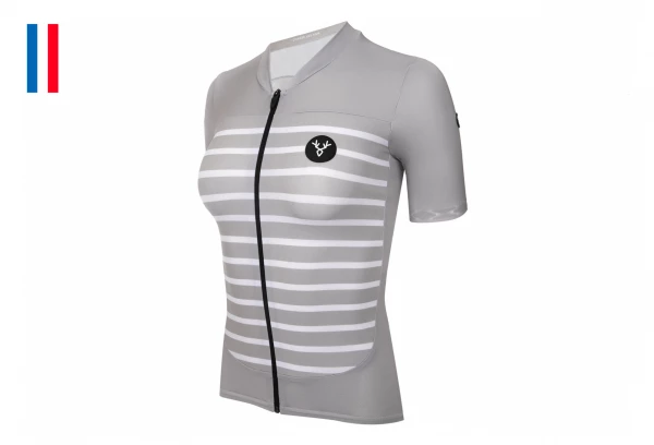 Produit Reconditionné - Maillot Manches Courtes Femme LeBram Ventoux Blanc Bleu Coupe Ajustée – Image 8