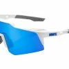 Lunettes 100% Speedcraft SL - Movistar Team Blanc - Verres Hiper Miroir Multicouche Bleu Jaune / Noir