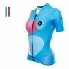 Maillot Manches Courtes Femme LeBram Testanier Bleu Coupe Ajustée Vert