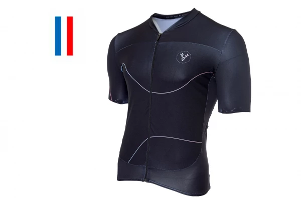 Maillot Manches Courtes LeBram Roseland Noir Coupe Ajustée Bleu