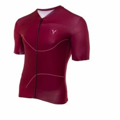 Maillot Manches Courtes LeBram Roseland Bordeaux Coupe Ajustée Rouge