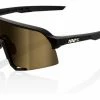Lunettes 100% S3 BWR Black Soft / Ecran Gold Mirror Blanc / Miroir