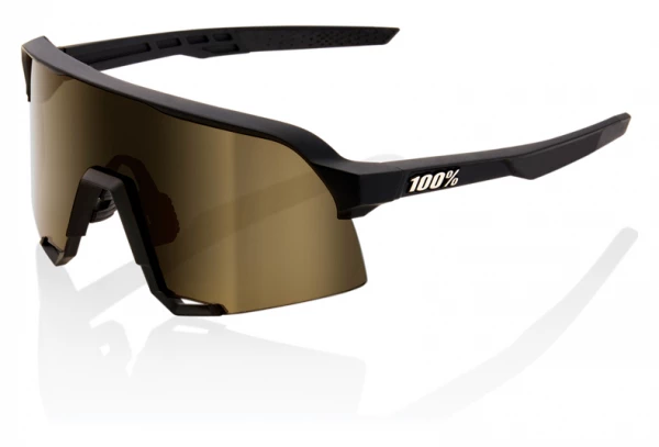 Lunettes 100% S3 BWR Black Soft / Ecran Gold Mirror Blanc / Miroir