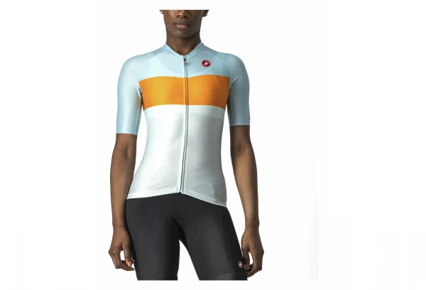 Maillot Manches Courtes Femme Castelli Aero Pro Bleu / Orange