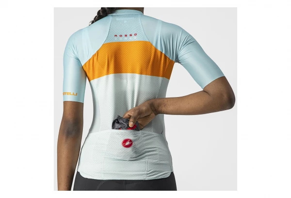 Maillot Manches Courtes Femme Castelli Aero Pro Bleu / Orange – Image 3