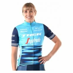 Maillot Manches Courtes Femme Trek By Santini Team Trek-Segafredo Replica Bleu 2021