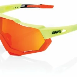 Lunettes 100% Speedtrap Soft Tact Oxyfire / Hiper Red Multilayer + Verres Transparent Blanc / Bleu
