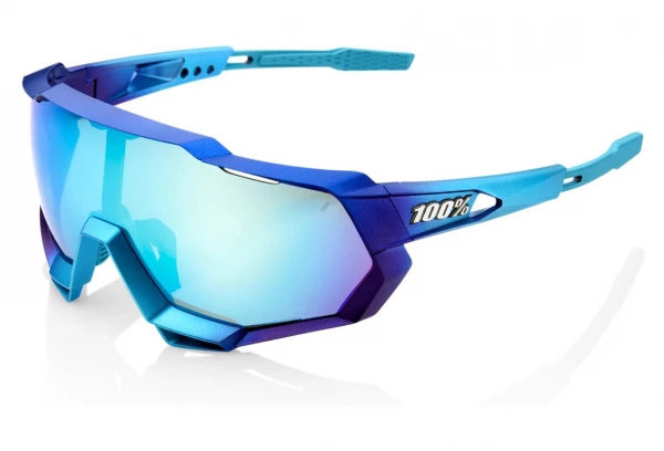 Lunettes 100% Speedtrap Soft Tact Oxyfire / Hiper Red Multilayer + Verres Transparent Blanc / Bleu – Image 7