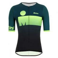 Maillot Triathlon Manches Courtes Santini X Ironman Audax Aero Noir / Vert