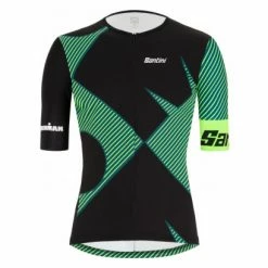 Maillot Triathlon Manches Courtes Santini X Ironman CUPIO Noir / Vert