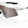 Lunettes Enfant 100% Speedcraft XS Matte White Hiper Silver Mirror Lens Noir / Orange