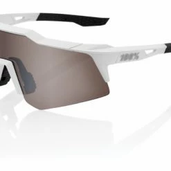 Lunettes Enfant 100% Speedcraft XS Matte White Hiper Silver Mirror Lens Noir / Orange