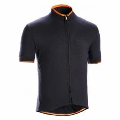 Maillot Manches Courtes Triban Cyclotouriste Merinos Noir