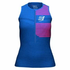 Maillot Sans Manches Femme Compressport Tri Postural Bleu /Rose