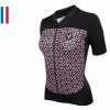 Maillot Manches Courtes Femme LeBram Croix De Fer Noir Saumon Coupe Ajustée