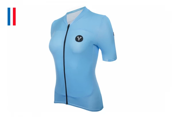 Maillot Manches Courtes Femme LeBram Allos Bleu Ciel Coupe Ajustée