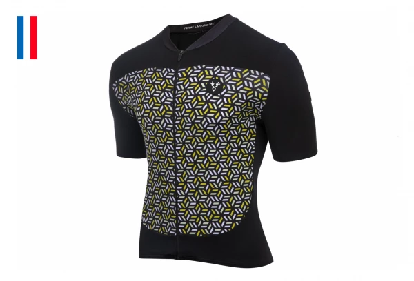 Maillot Manches Courtes LeBram Croix De Fer Noir Jaune Coupe Ajustée Noir / Kaki