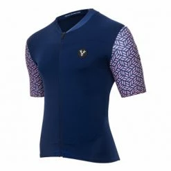 Maillot Manches Courtes LeBram Aspin Bleu Marine Coupe Ajustée Bleu / Rose