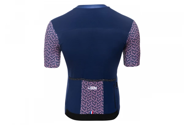 Maillot Manches Courtes LeBram Aspin Bleu Marine Coupe Ajustée Bleu / Rose – Image 3
