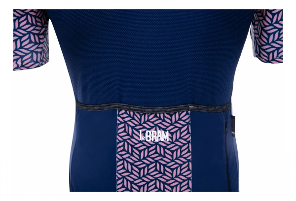 Maillot Manches Courtes LeBram Aspin Bleu Marine Coupe Ajustée Bleu / Rose – Image 5