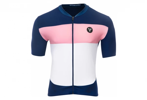 Maillot Manches Courtes LeBram Eze Bleu Marine Rose Coupe Ajustée Vert – Image 2