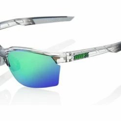 Lunettes 100% Sportcoupe - Polished Translucent Crystal Grey - Miroir Vert Noir / Gris / Translucide