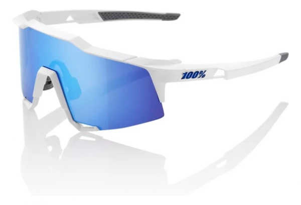 100% Lunettes SpeedCraft LL - Soft Tact Blanc - HiPER Miroir Bleu Noir / Gris