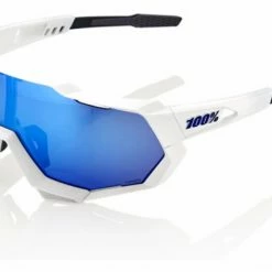 Lunettes 100% Speedtrap Blanc - Ecran HiPER Miroir Bleu Gris / Rouge