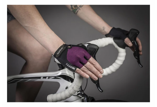 Paire De Gants Courts Femme GripGrab ProGel Noir Violet Vert / Noir – Image 3