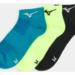 Chaussettes X3 Mizuno Training Mid Jaune Fluo Bleu Noir