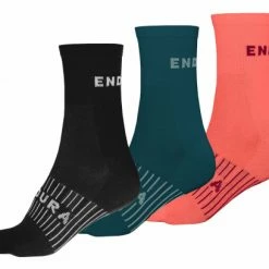 Endura Femme CoolMax Race 3-P Sock II Noir / Orange / Vert