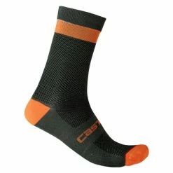 Paire De Chaussettes Castelli Alpha 18 Kaki / Orange