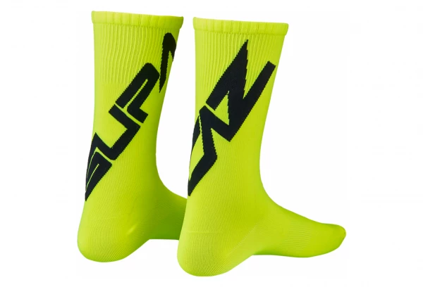 Paire De Chaussettes Supacaz SupaSox Straight Up SL Blanche Jaune / Noir – Image 3