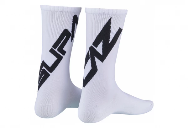 Paire De Chaussettes Supacaz SupaSox Straight Up SL Blanche Jaune / Noir – Image 5