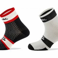 Lot De 2 Paires De Chaussettes Moyennes Spiuk XP Summer Noir Blanc Rouge Noir / Blanc / Rouge