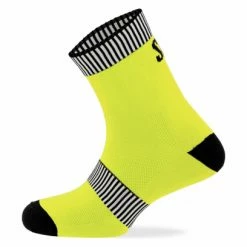 Paire De Chaussettes Spiuk Top Ten Jaune Fluo Noir / Blanc