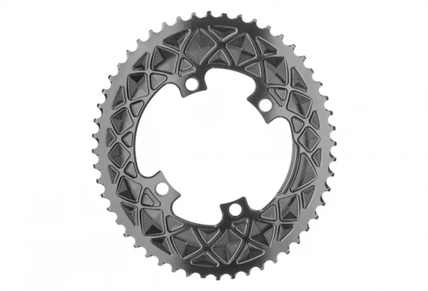 Plateau Ovale AbsoluteBlack Extérieur Premium Oval Road 110x4 BCD Pour Transmissions Shimano Dura-Ace / Ultegra / 105 10-11V Gris