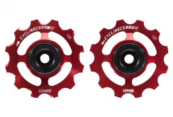 Paire De Galets CyclingCeramic Pour Shimano 12V 9200/8200 Rouge