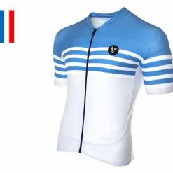 Maillot Manches Courtes LeBram Tourmalet Gris / Bleu Coupe Ajustée