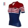 Maillot Manches Courtes Femme LeBram Tourmalet Bleu Coupe Ajustée Bleu / Rose