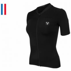 Maillot Manches Courtes Femme Lebram Allos Noir Coupe Ajustée