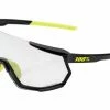 Lunettes 100% Racetrap 3.0 - Noir Brillant - Verres Photochromiques Noir / Gris