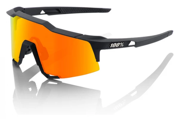 100% Lunettes SPEEDCRAFT LL - Soft Tact Noir - HiPER Miroir Rouge Blanc / Bleu