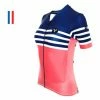 Maillot Manches Courtes Femme LeBram Tourmalet Saumon Coupe Ajustée Rose / Bleu