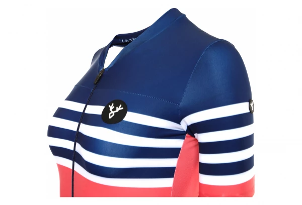 Maillot Manches Courtes Femme LeBram Tourmalet Saumon Coupe Ajustée Rose / Bleu – Image 3