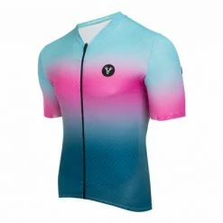 Maillot Manches Courtes LeBram Vence Rose Ciel Coupe Ajustée Rouge / Bleu